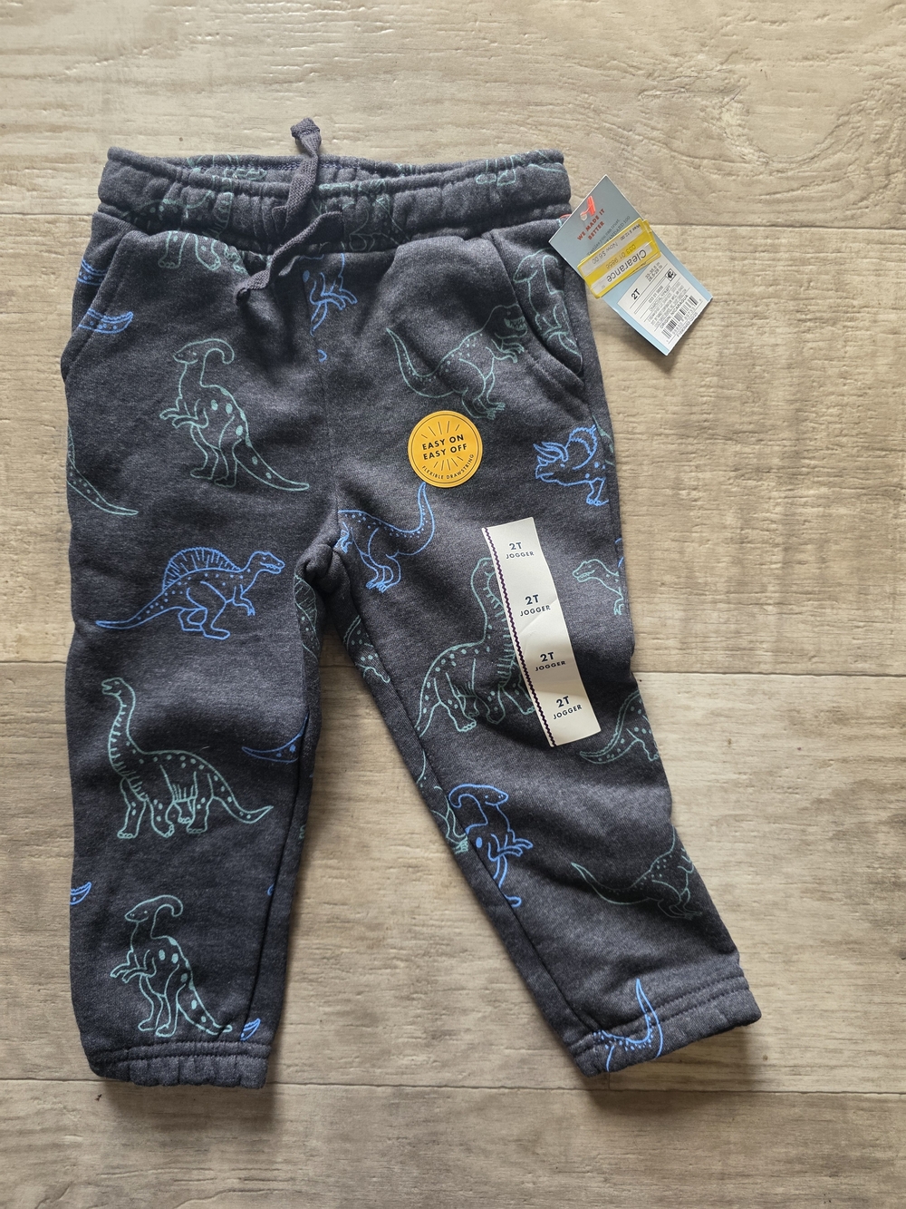 Kids Gray Dinosaur Jogger Pants -
